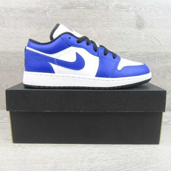Air Jordan 1 Low GS Size 7Y White Hyper Royal Black Shoes NEW - Picture 2 of 14
